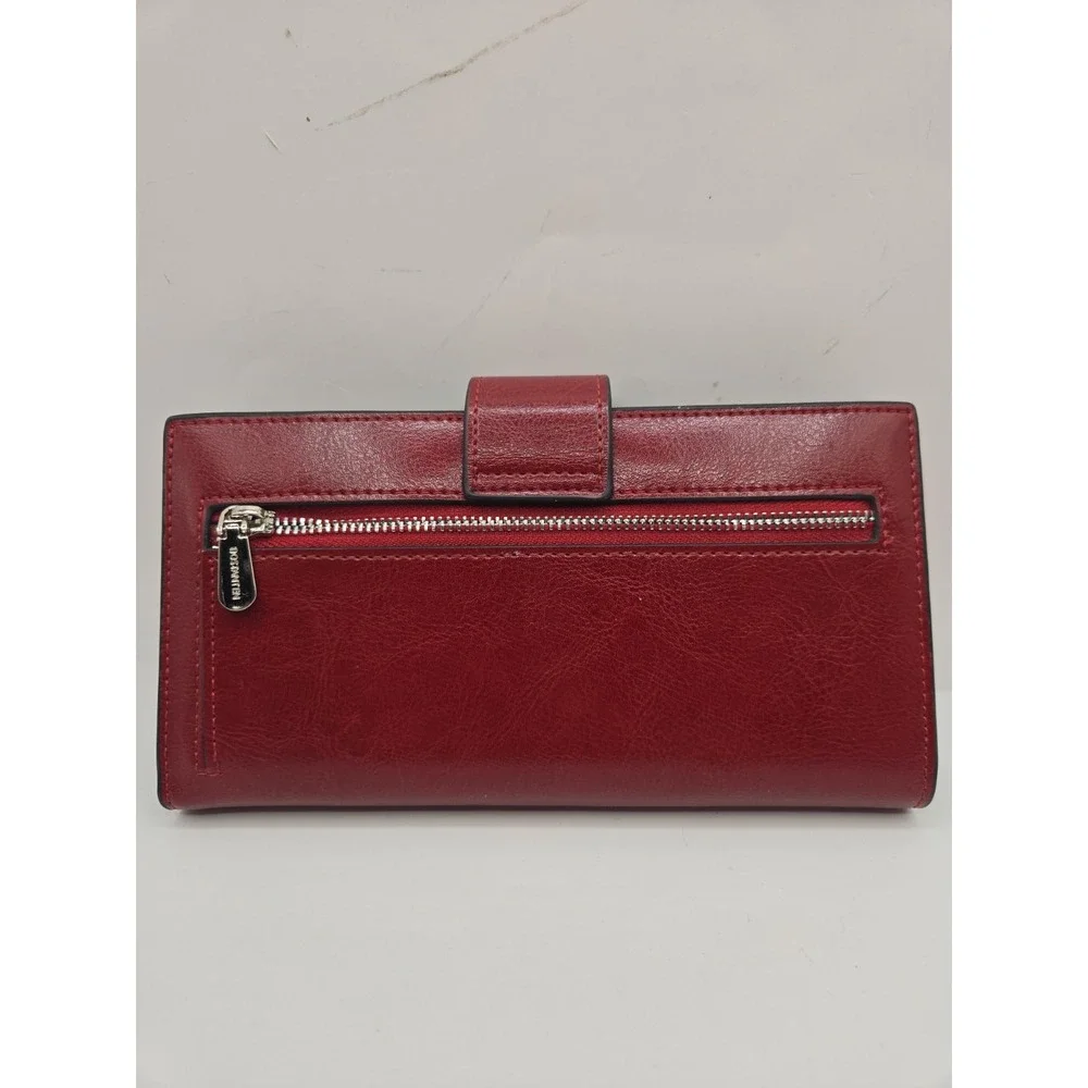 BOSTANTEN Womens Red Leather Continental Wallet Flap RFID Snap Long Organizer